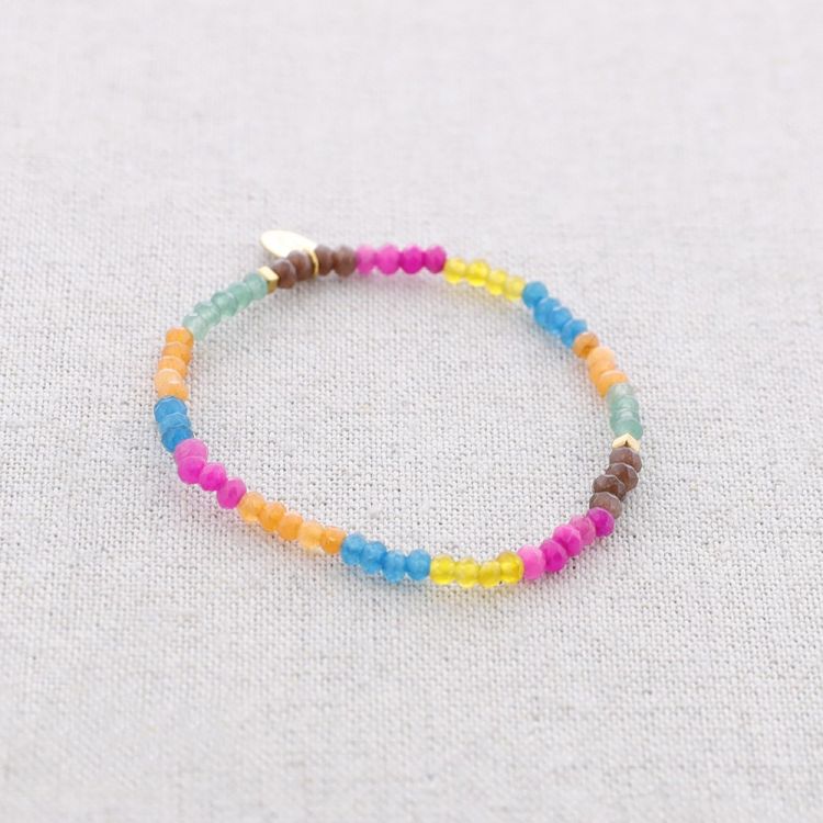 STEEL ELASTIC BRACELET WITH FACETED STONES