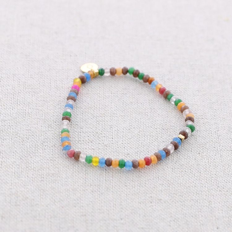STEEL ELASTIC BRACELET WITH FACETED STONES 2