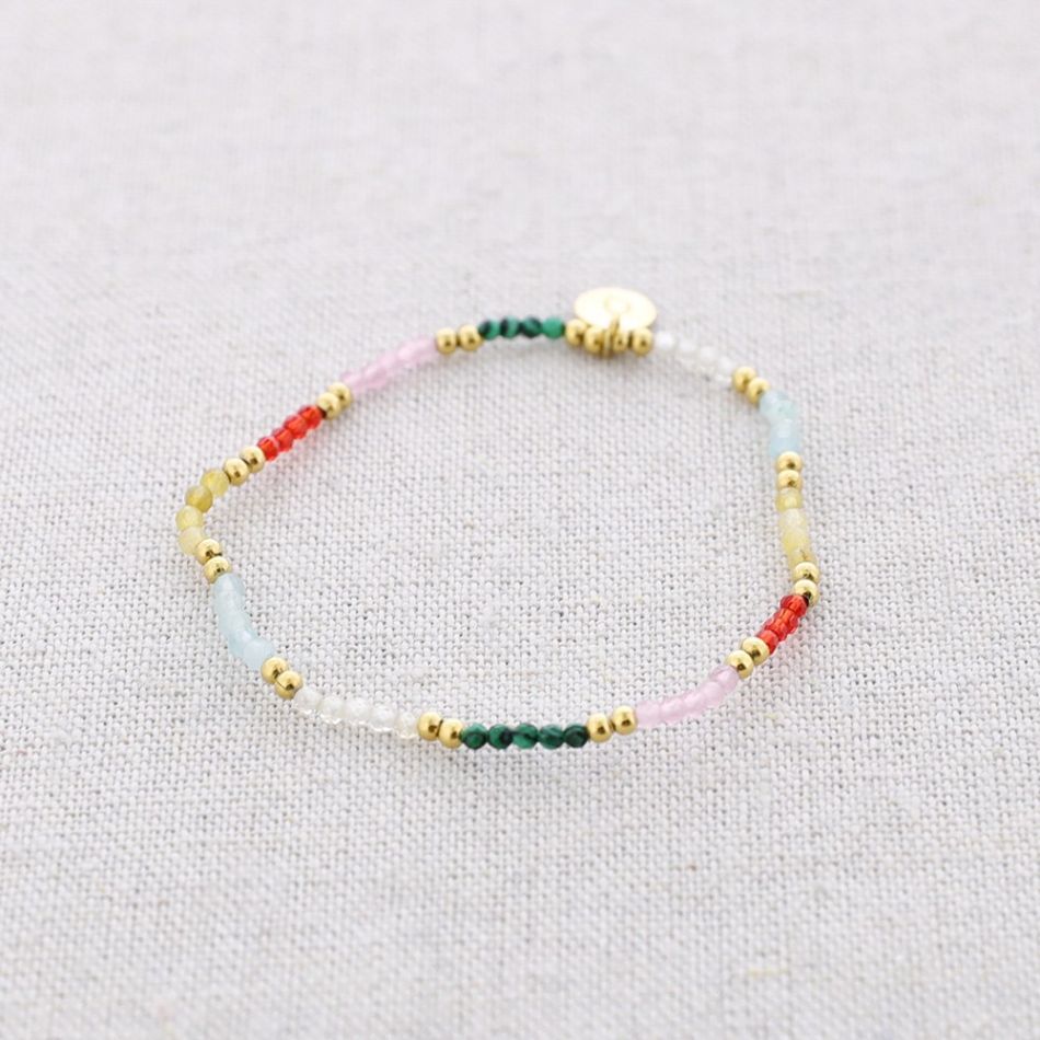 PULSERA ELÁSTICA ACERO PIEDRAS FACETADAS