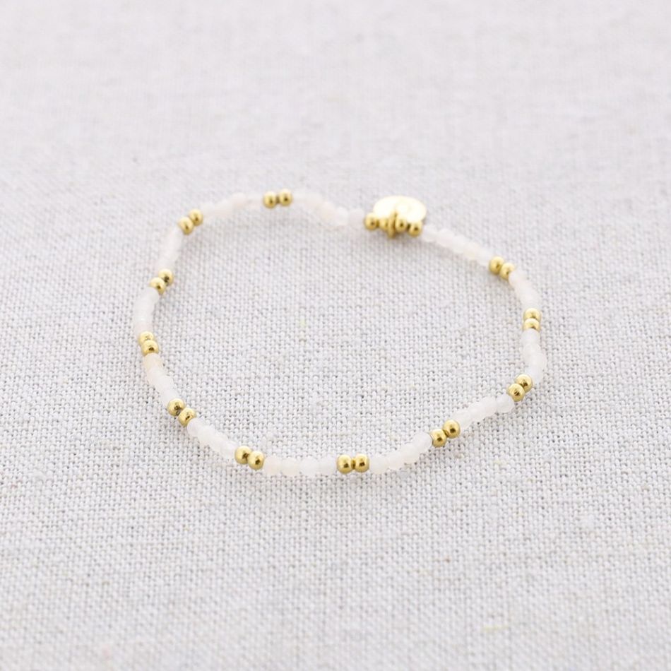 STEEL ELASTIC BRACELET WITH FACETED STONES