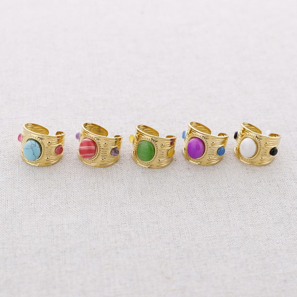 ANILLO ACERO PIEDRAS