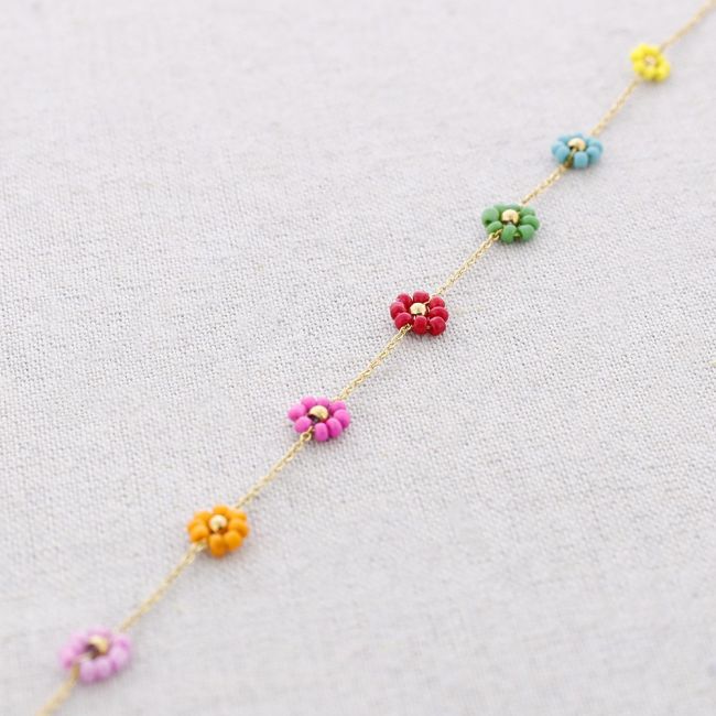 STEEL FLOWER BEAD NECKLACE