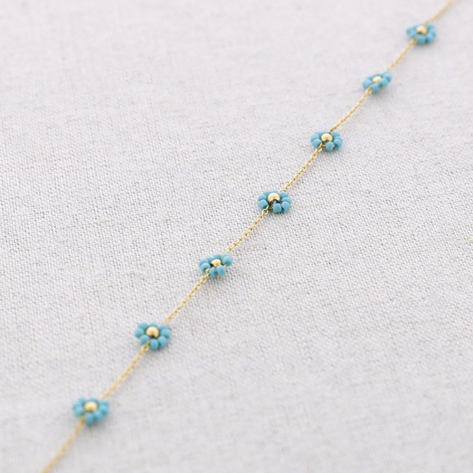 STEEL FLOWER BEAD NECKLACE