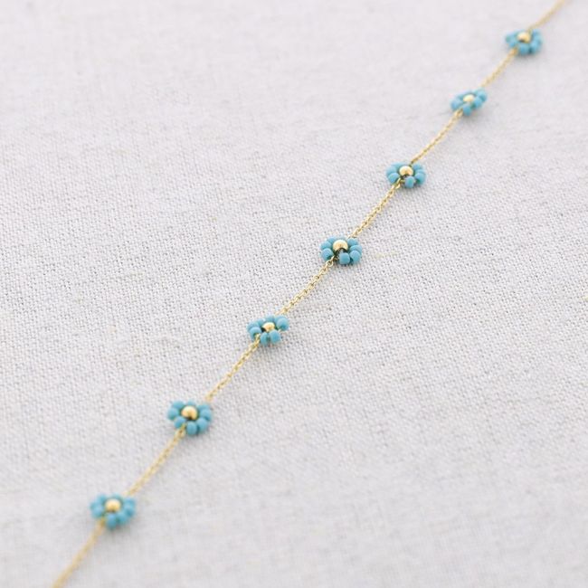STEEL FLOWER BEAD NECKLACE