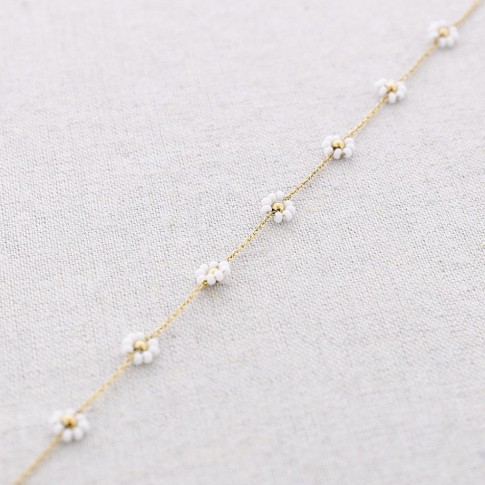 STEEL FLOWER BEAD NECKLACE