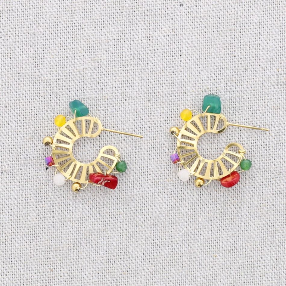 PENDIENTES ACERO ARO PIEDRAS