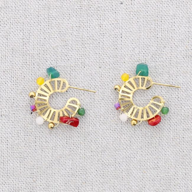 PENDIENTES ACERO ARO PIEDRAS