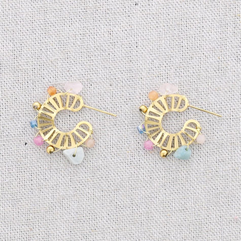 PENDIENTES ACERO ARO PIEDRAS