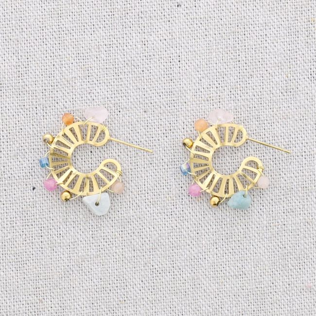 PENDIENTES ACERO ARO PIEDRAS