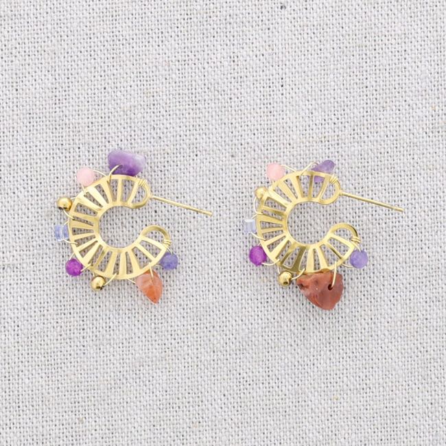 PENDIENTES ACERO ARO PIEDRAS