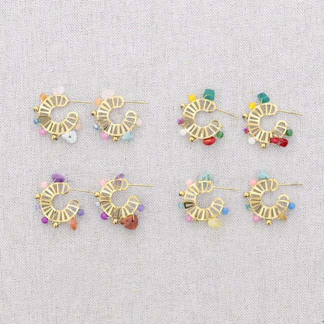 PENDIENTES ACERO ARO PIEDRAS