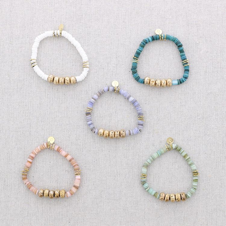 PULSERA ELÁSTICA ACERO CUENTAS NÁCAR 2