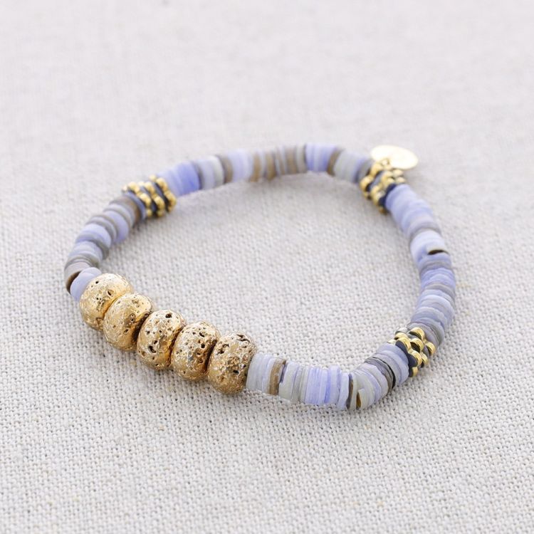 PULSERA ELÁSTICA ACERO CUENTAS NÁCAR