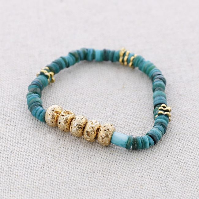 PULSERA ELÁSTICA ACERO CUENTAS NÁCAR