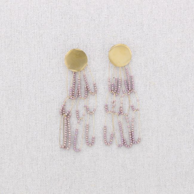 STEEL PENDANT EARRINGS WITH FACETED CRYSTALS