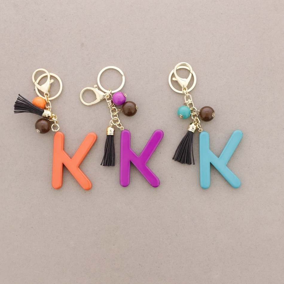 RESIN INITIAL LETTER PENDANT KEYCHAIN