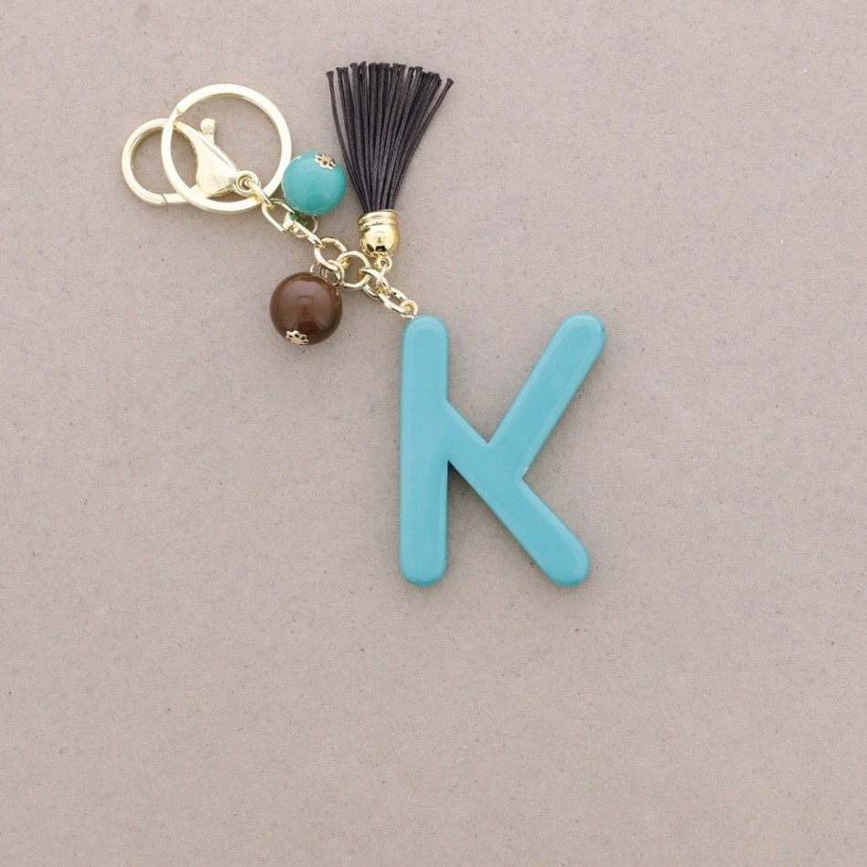 RESIN INITIAL LETTER PENDANT KEYCHAIN