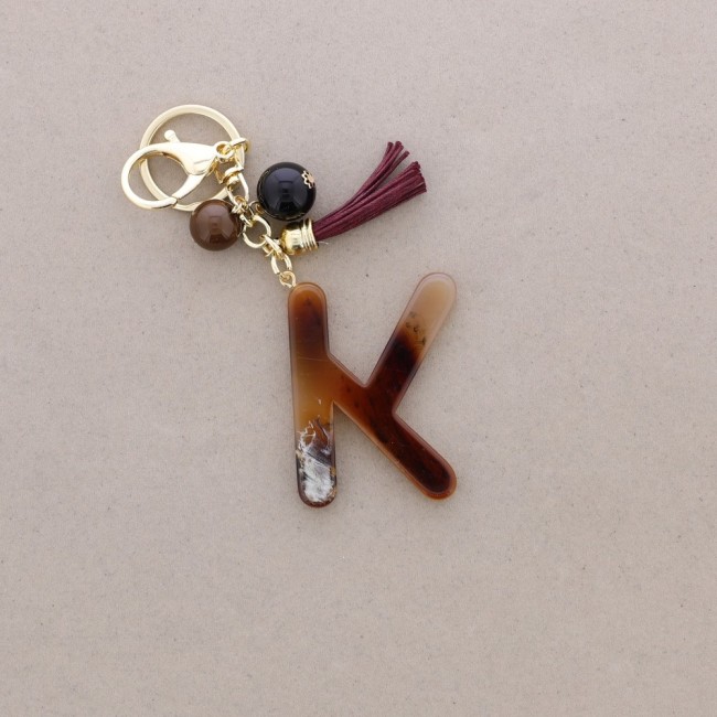 RESIN INITIAL LETTER PENDANT KEYCHAIN