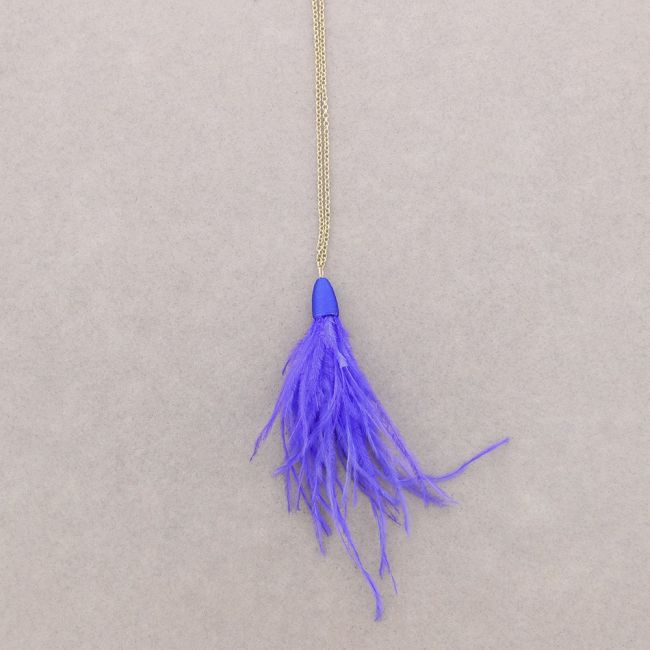 COLLAR LARGO COLGANTE FLECO PLUMAS