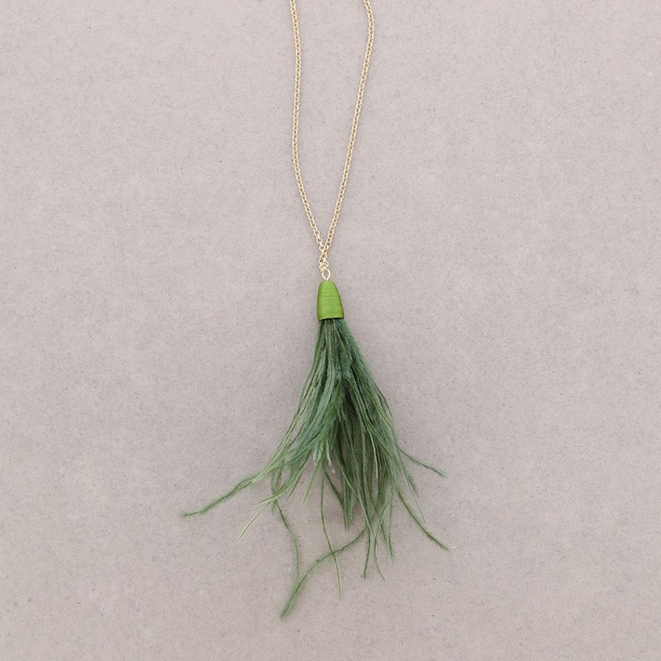 COLLAR LARGO COLGANTE FLECO PLUMAS