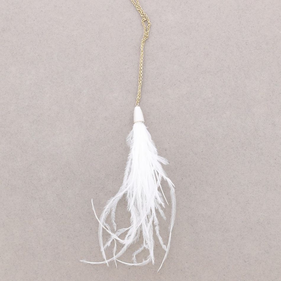 COLLAR LARGO COLGANTE FLECO PLUMAS