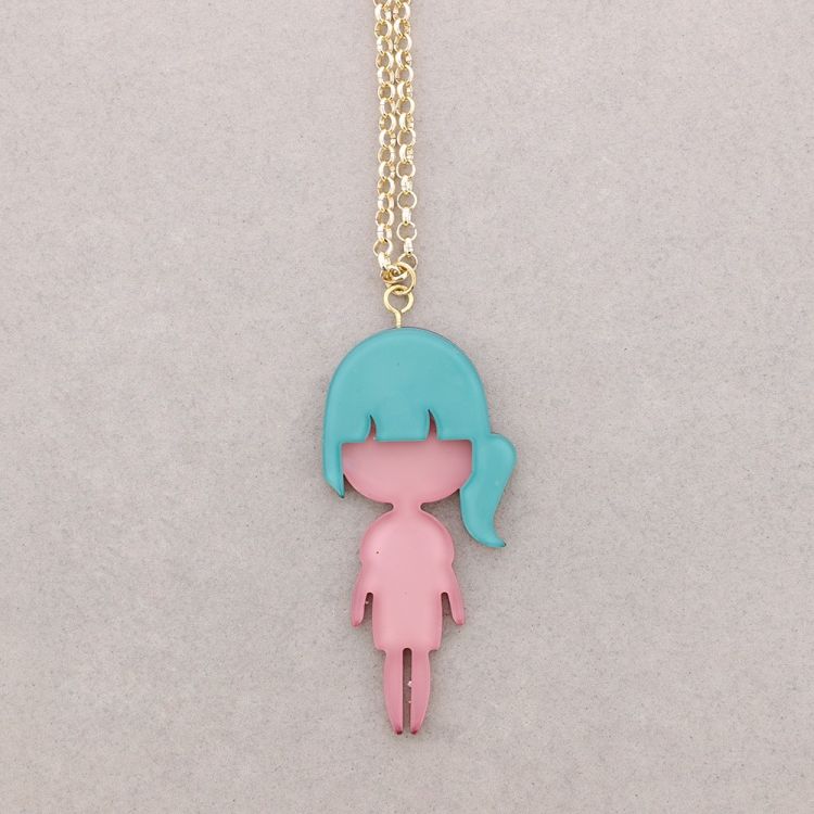 LONG DOLL PENDANT NECKLACE