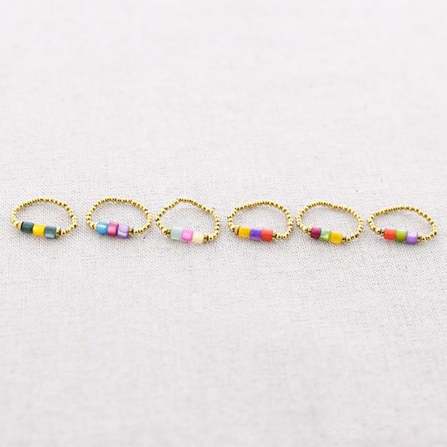 ANILLO ACERO TUBITOS NÁCAR