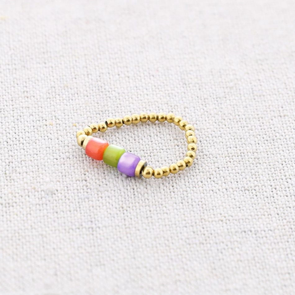 STEEL RING WITH NACRE TUBES