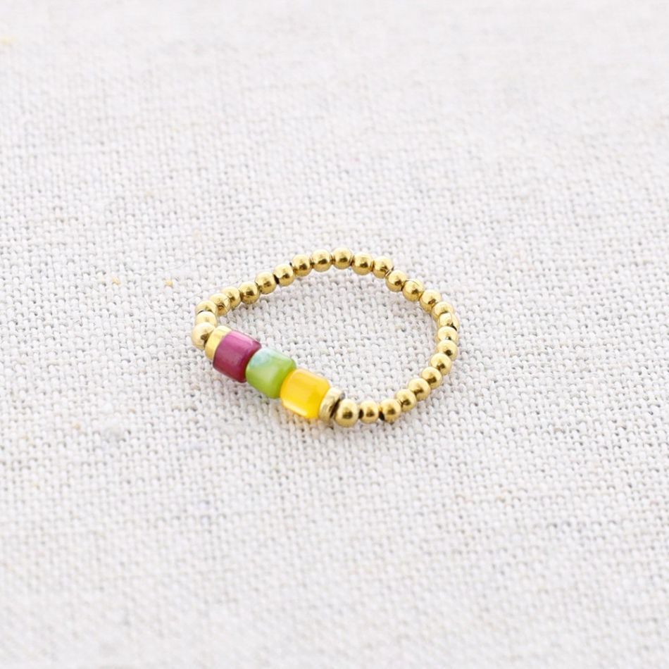STEEL RING WITH NACRE TUBES