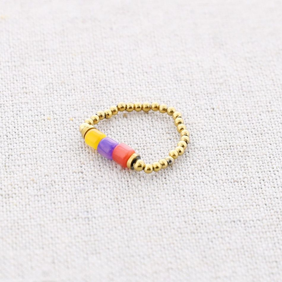 ANILLO ACERO TUBITOS NÁCAR