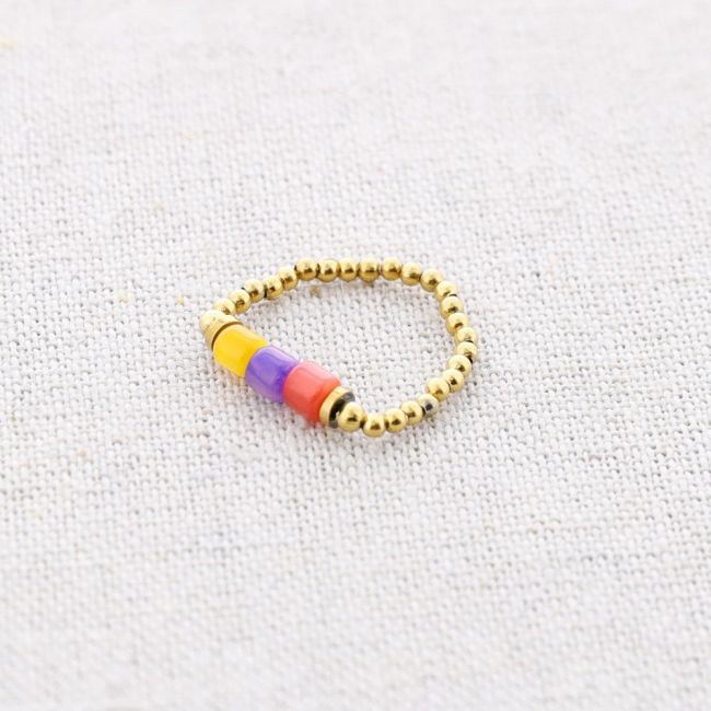ANILLO ACERO TUBITOS NÁCAR