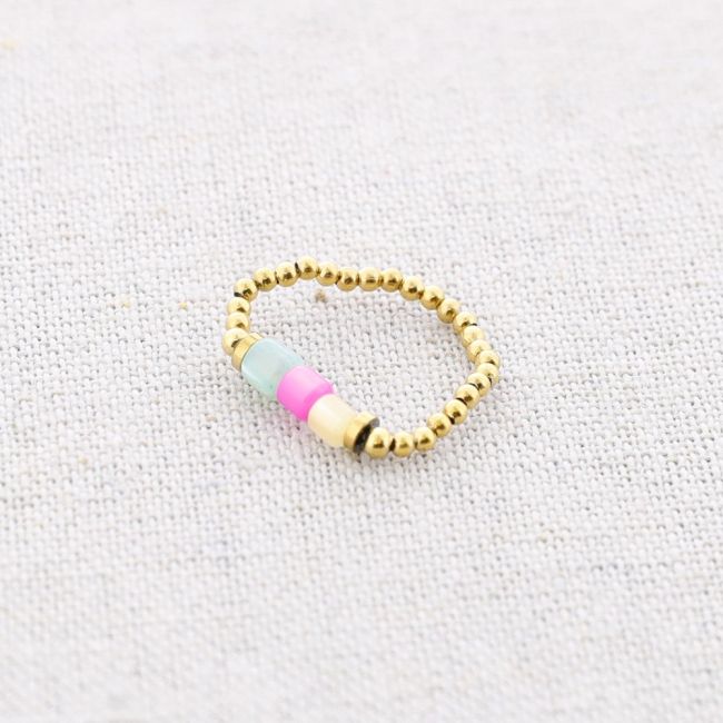ANILLO ACERO TUBITOS NÁCAR