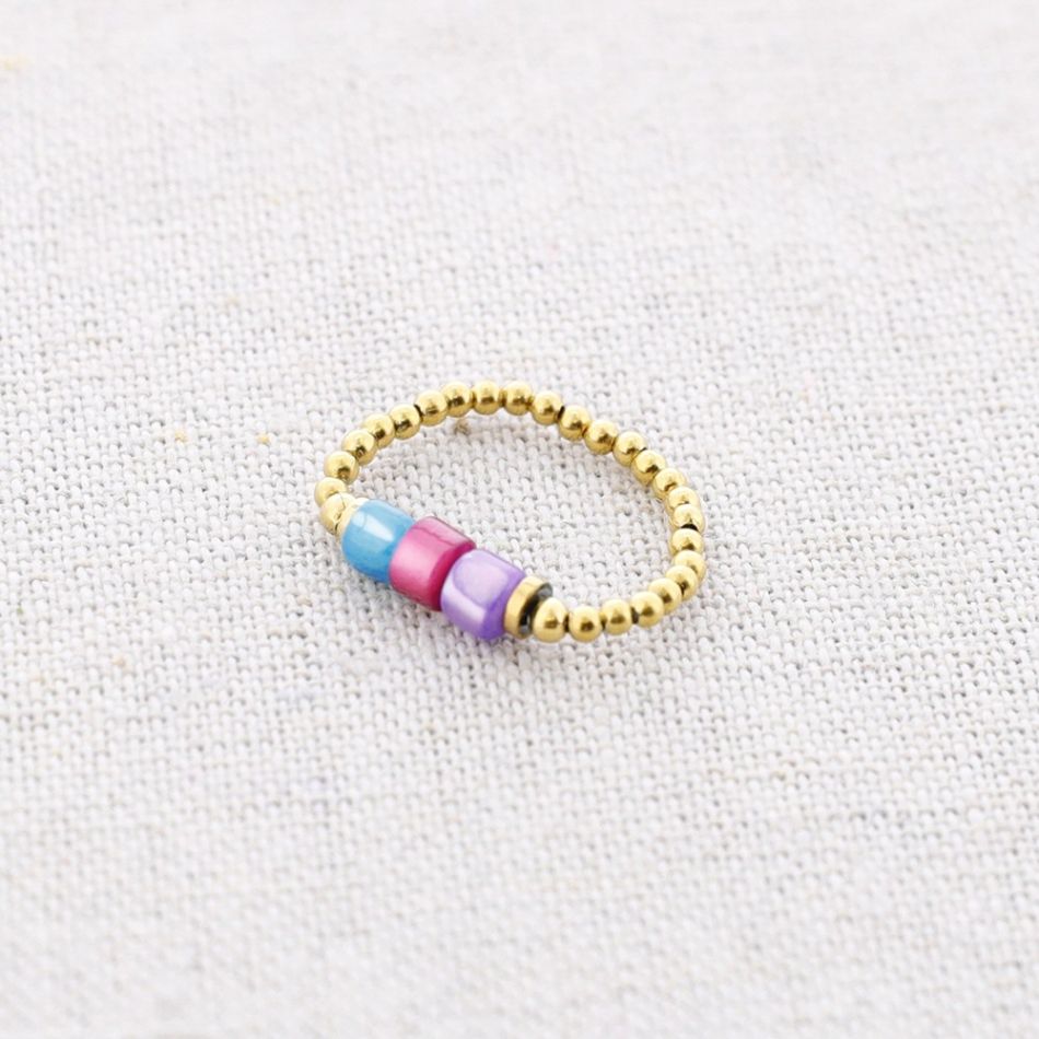 STEEL RING WITH NACRE TUBES
