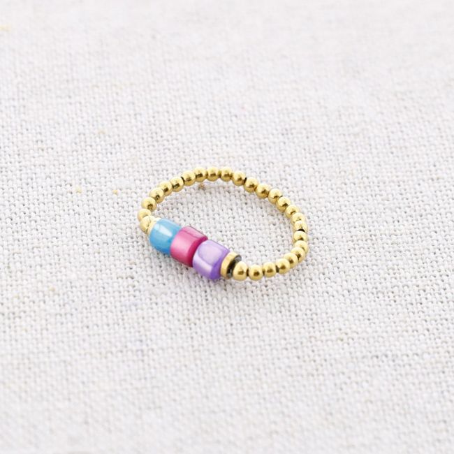 STEEL RING WITH NACRE TUBES