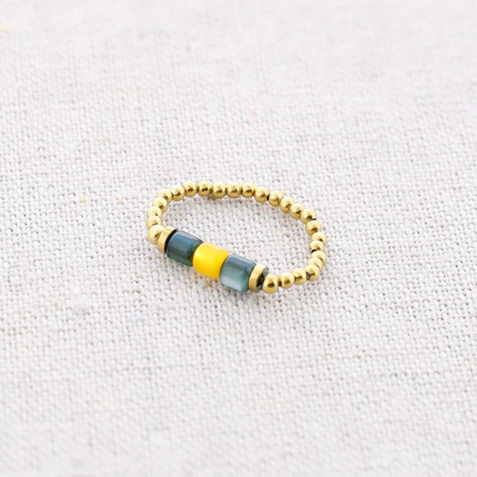 STEEL RING WITH NACRE TUBES