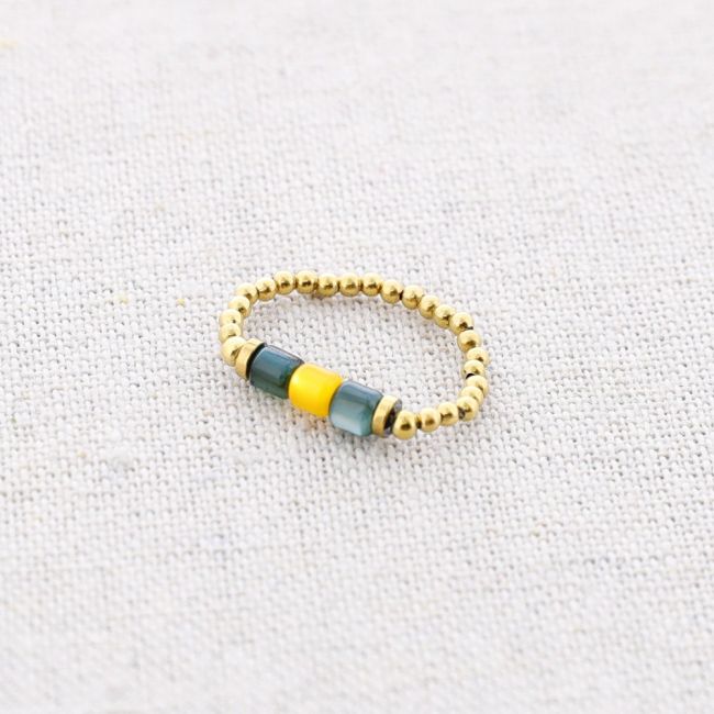 STEEL RING WITH NACRE TUBES