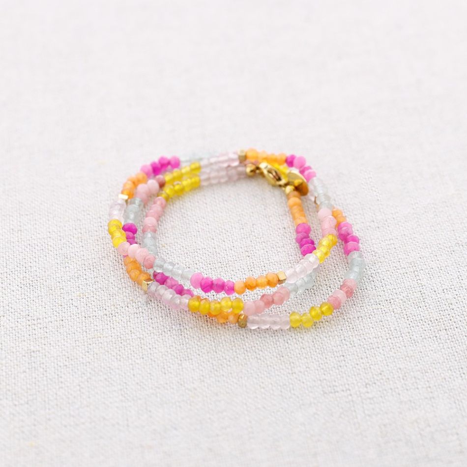 PULSERA ACERO TRES VUELTAS PIEDRAS FACETADAS