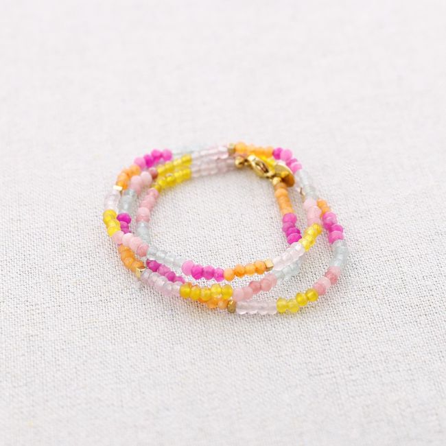 PULSERA ACERO TRES VUELTAS PIEDRAS FACETADAS