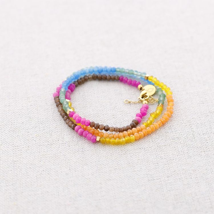 PULSERA ACERO TRES VUELTAS PIEDRAS FACETADAS 2