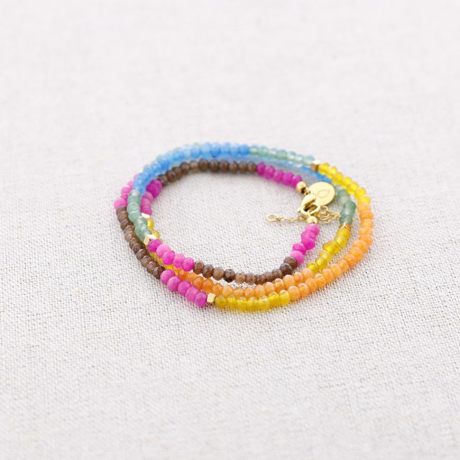 THREE TURNS STEEL BRACELET WITH FACETED STONES