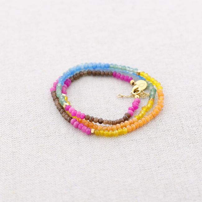 THREE TURNS STEEL BRACELET WITH FACETED STONES