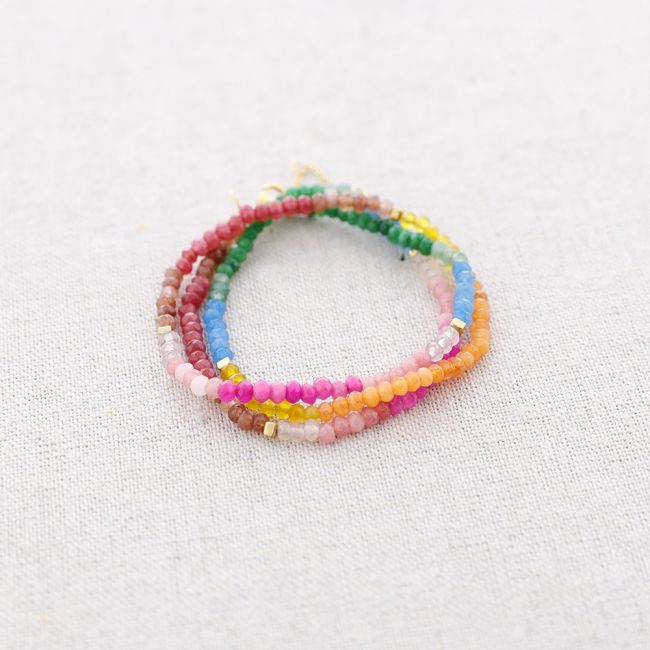 THREE TURNS STEEL BRACELET WITH FACETED STONES