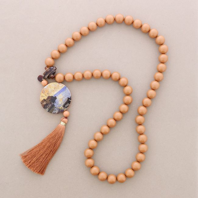 COLLAR LARGO BOLAS COLGANTE RESINA FLECO