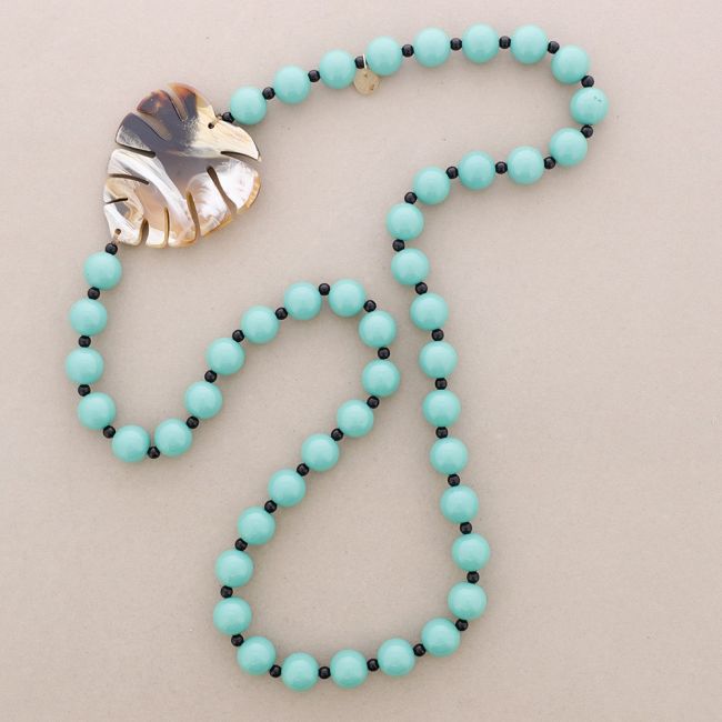 CHEESE PLANT DOUBLE LEAF BALL NECKLACE