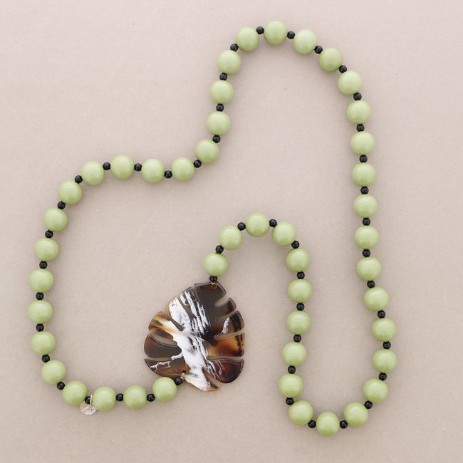CHEESE PLANT DOUBLE LEAF BALL NECKLACE