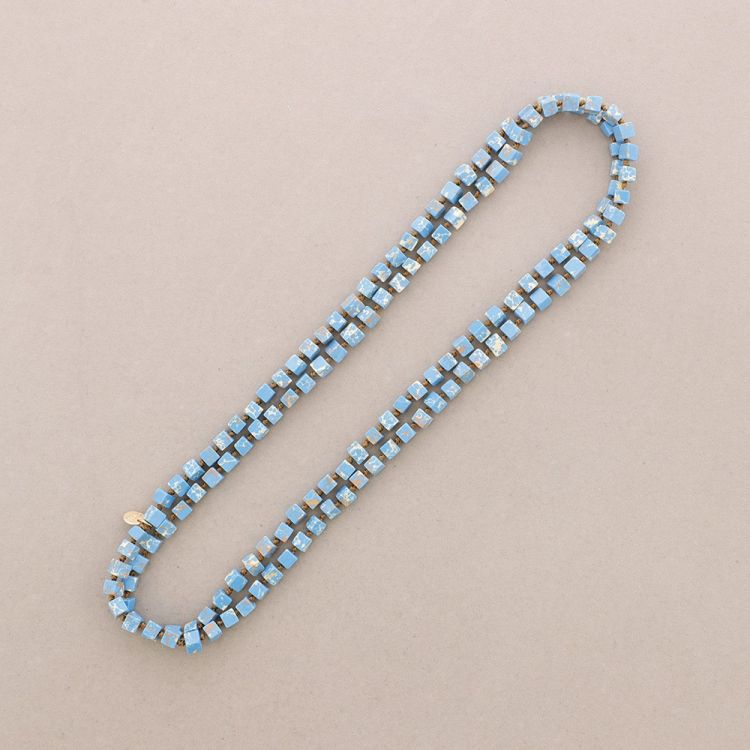 LONG NECKLACE KNOTS SQUARE STONES 1.2M*8MM