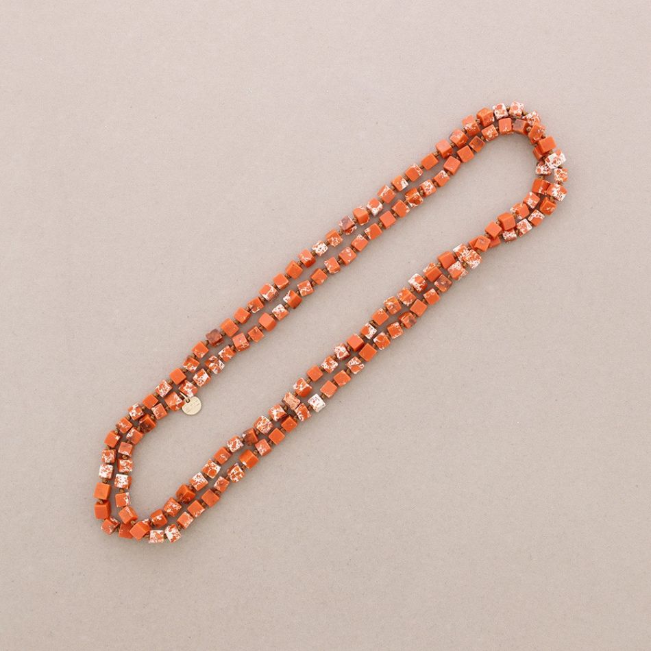 LONG NECKLACE KNOTS SQUARE STONES 1.2M*8MM