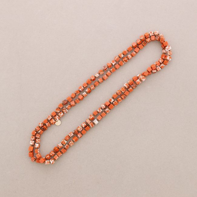 LONG NECKLACE KNOTS SQUARE STONES 1.2M*8MM