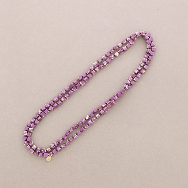 COLLAR LARGO NUDOS PIEDRAS CUADRADAS 1.2M*8MM