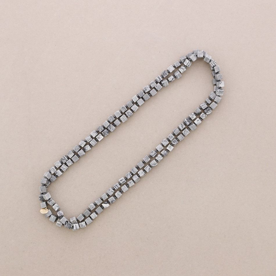 COLLAR LARGO NUDOS PIEDRAS CUADRADAS 1.2M*8MM